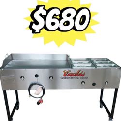 36” Griddle with 6 Warming Trays | Includes Hose With Regulator | Plancha De Fierro de 36”