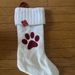 Christmas Stocking White Paw Print