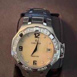 Rare Concord Diamond Mother Of Pearl Face Watch 
