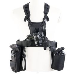 Camera Carrying System Vest with Camera, Lens, Flash Holsters Tripod Attachment Straps Hiking Travel