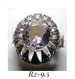 .925 Sterling Silver Pink Topaz Solitaire Statement Ring. Size 9.5