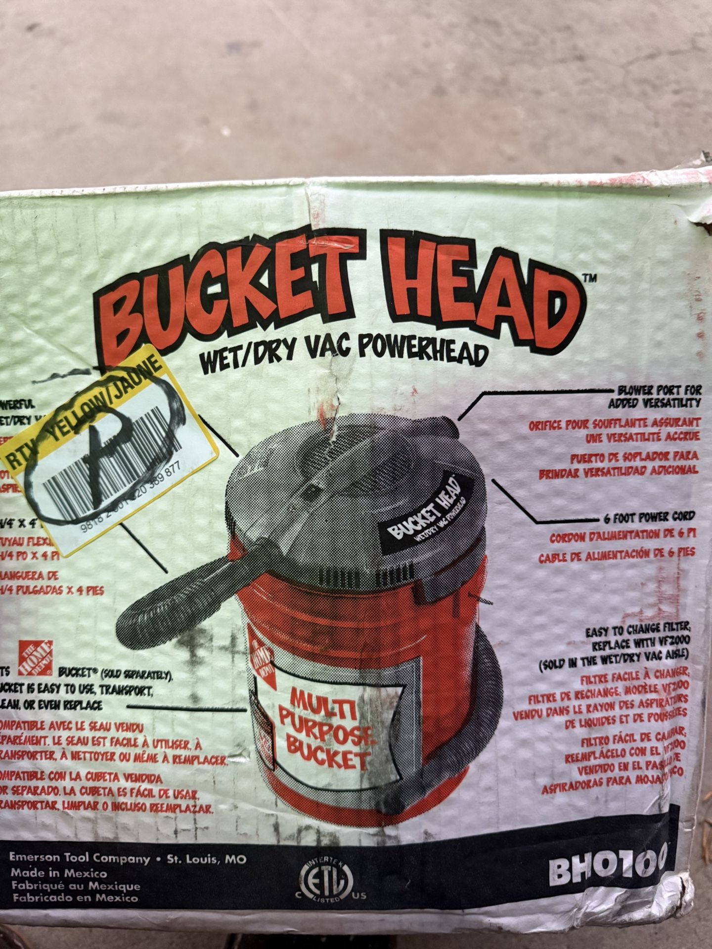 Bucket Head Wet/ Dry Vac Powerhead