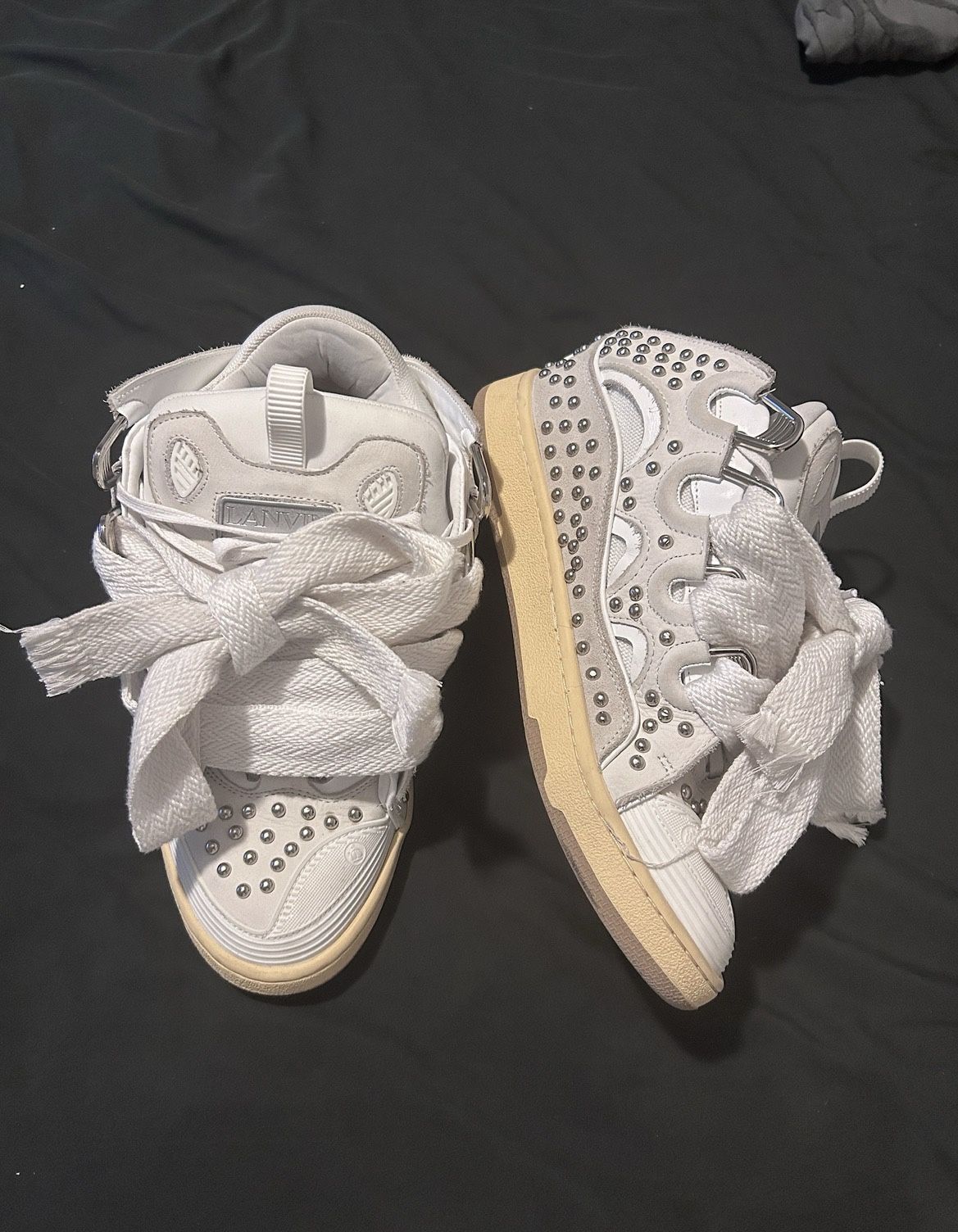Lanvin curb white studded, Size 8.5 in men’s