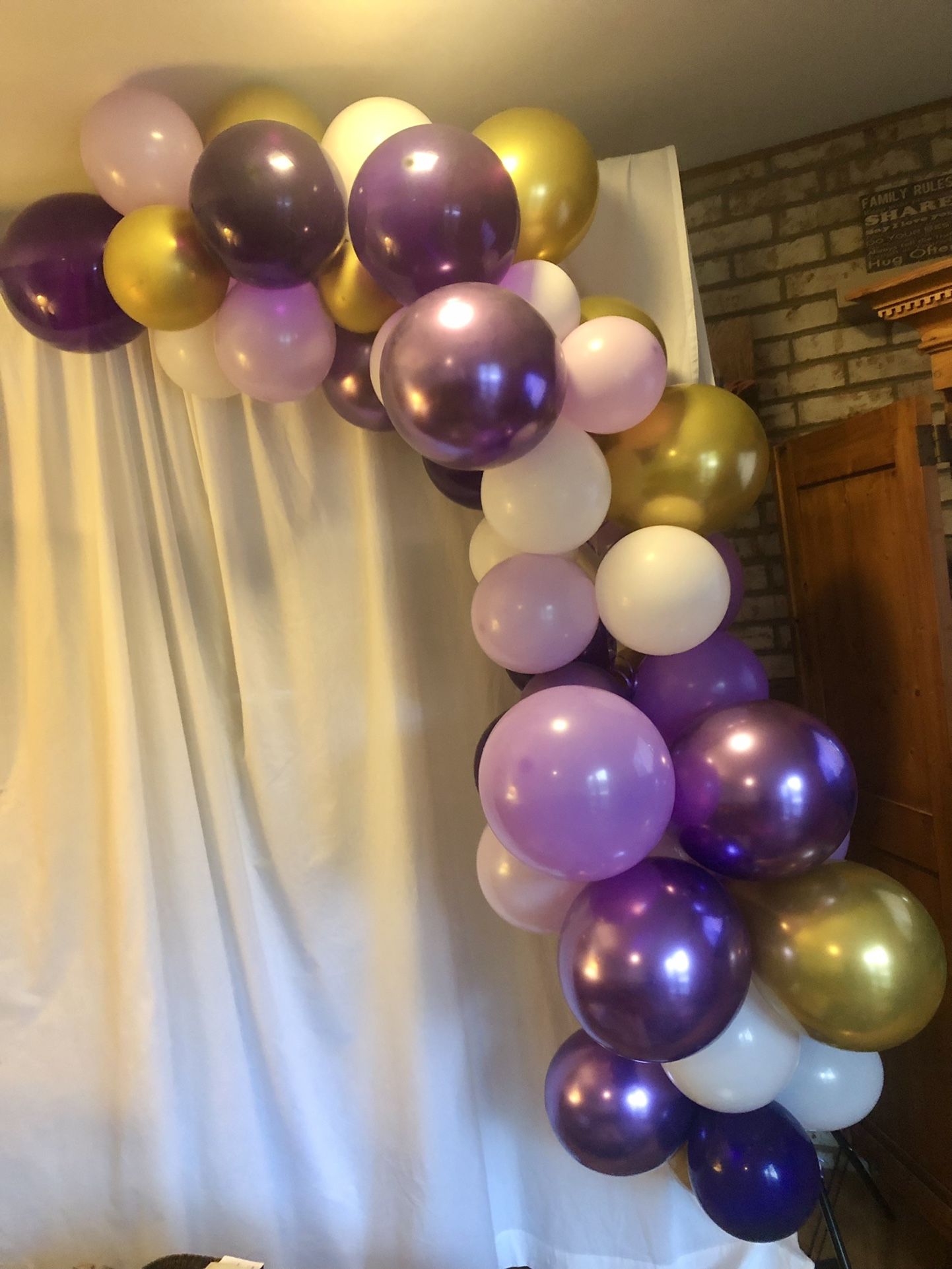 Purple Gold White Ballon Arch
