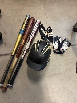 Baseball Bat, Helmet, and Gloves Bundle
