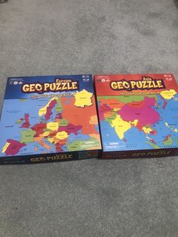 Educational Puzzles - Set Of 3: Europe, Asia, US