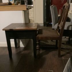 Old Antique Chair And Side Table 