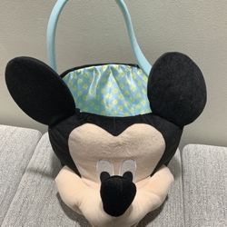 Disney Mickey Mouse Jumbo Plush Easter Basket Approximately 12 inches tall from the base to the top of the ears, with a storage area roughly 10 inches