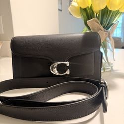 Coach Tabby 26 Black Leather and Silver Hardware