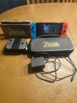 Nintendo Switch With Zelda Case And Charging Dock