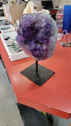 Large Dark Purple Amethyst on stand 7 lbs 10 inches tall