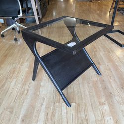 MC Style Black And Glass Side Table