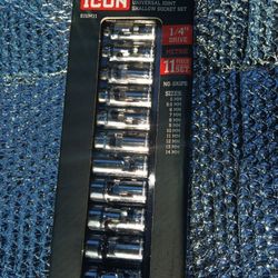 ICON Pro-Universal Joint Shallow Socket Set Metric 1/4 Drive 