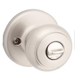 Kwikset Cove Satin Nickel Keyed Entry Door Knob featuring SmartKey Security and Microban Technology@U6-904