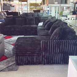 Black Beige Or Dark Grey Color Big Sectional Corduroy 