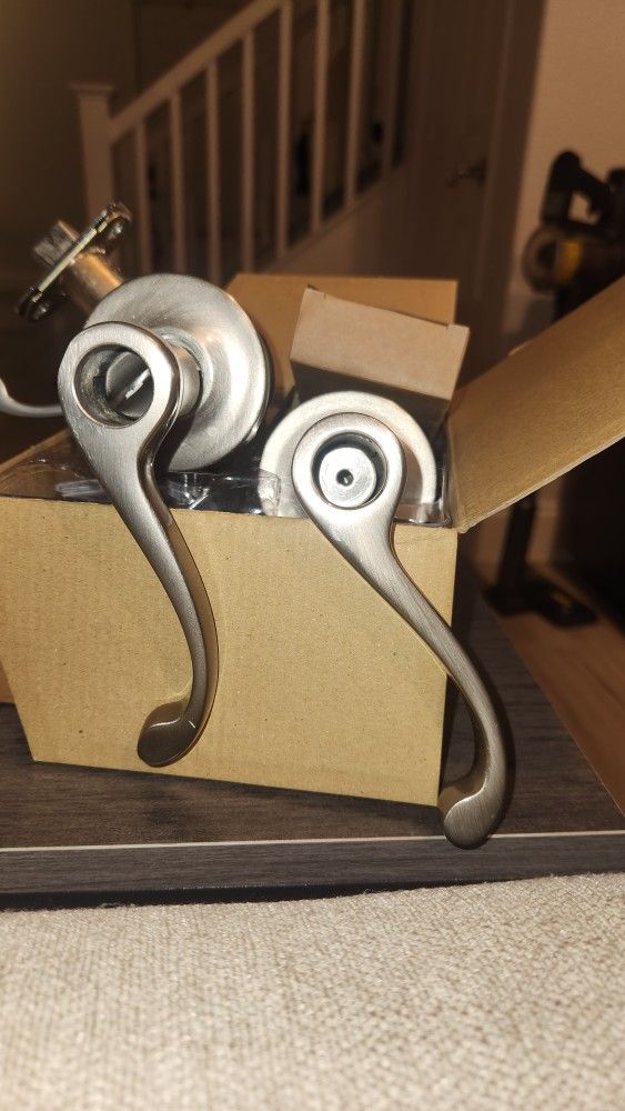 1 Pair-Privacy Door Handle Nickel Finish- Used