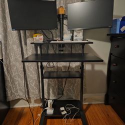 adjustable rolling. standing desk and monitor desk mount