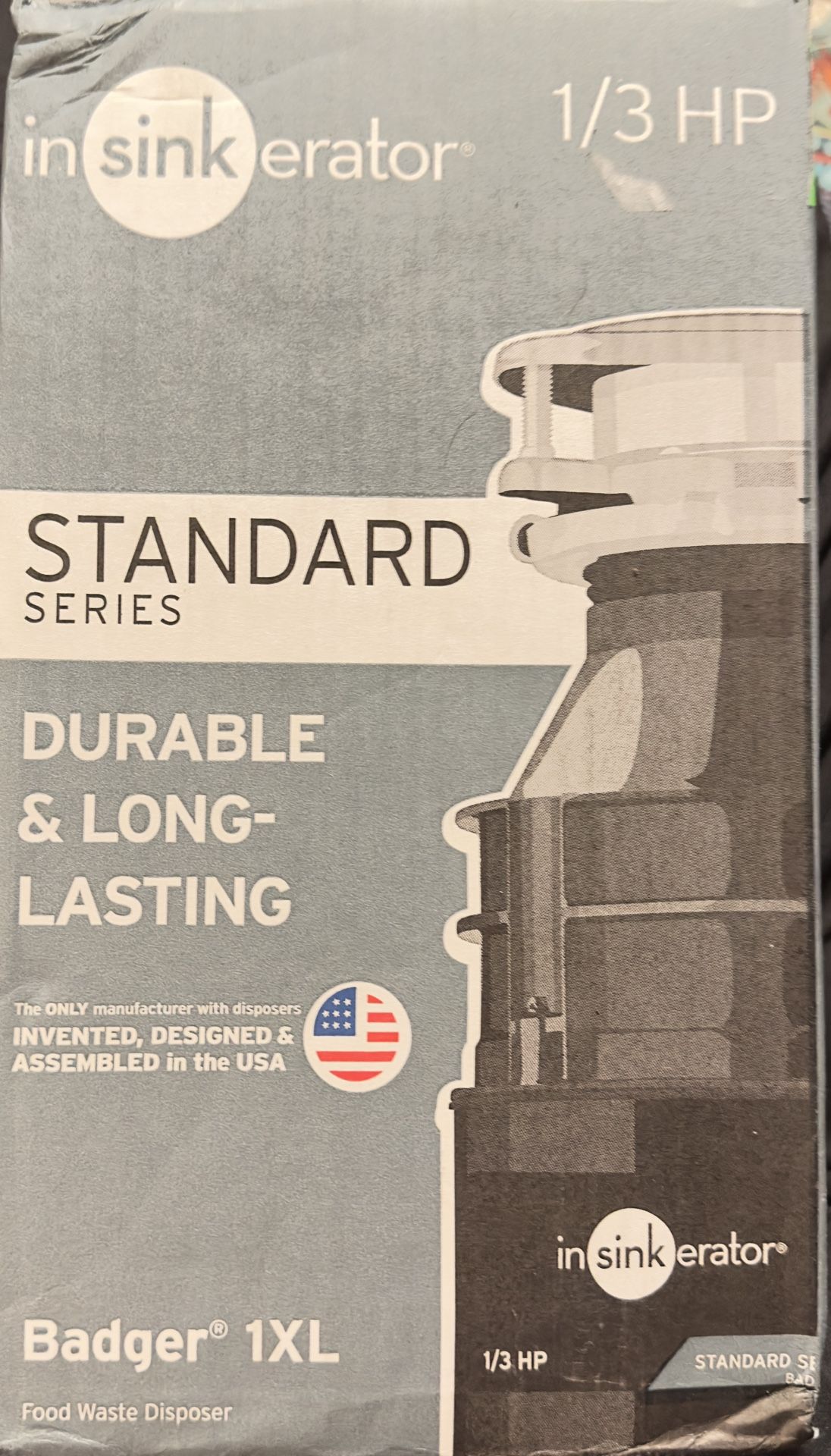 InSinkErator Garbage Disposal, Badger 1, Standard Series, 1/3 HP Continuous Feed, Black, Waterborne Grey Enamel New Appliances