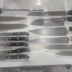 Henckels Chef Knives, And Other Brands Mixed In, around $400 Of Knives For $80 I've Just Shapened Them all To A Razor Edge on the Stone 