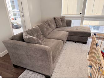 Grey microsuede sections sofa with chaise
