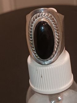 Vintage Sterling Silver Ring With Black Onyx 