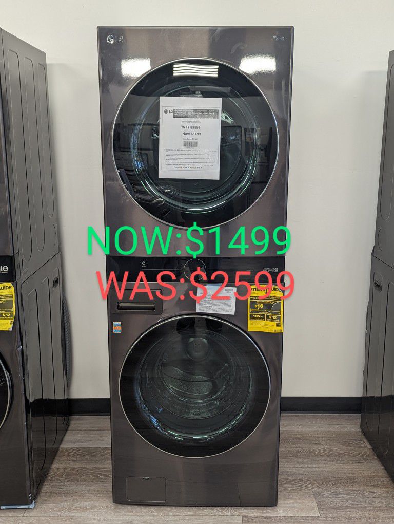 WashTower 4.5cu Front Load Washer and 7.4cu Electric Dryer with Steam and Center Control Panel 