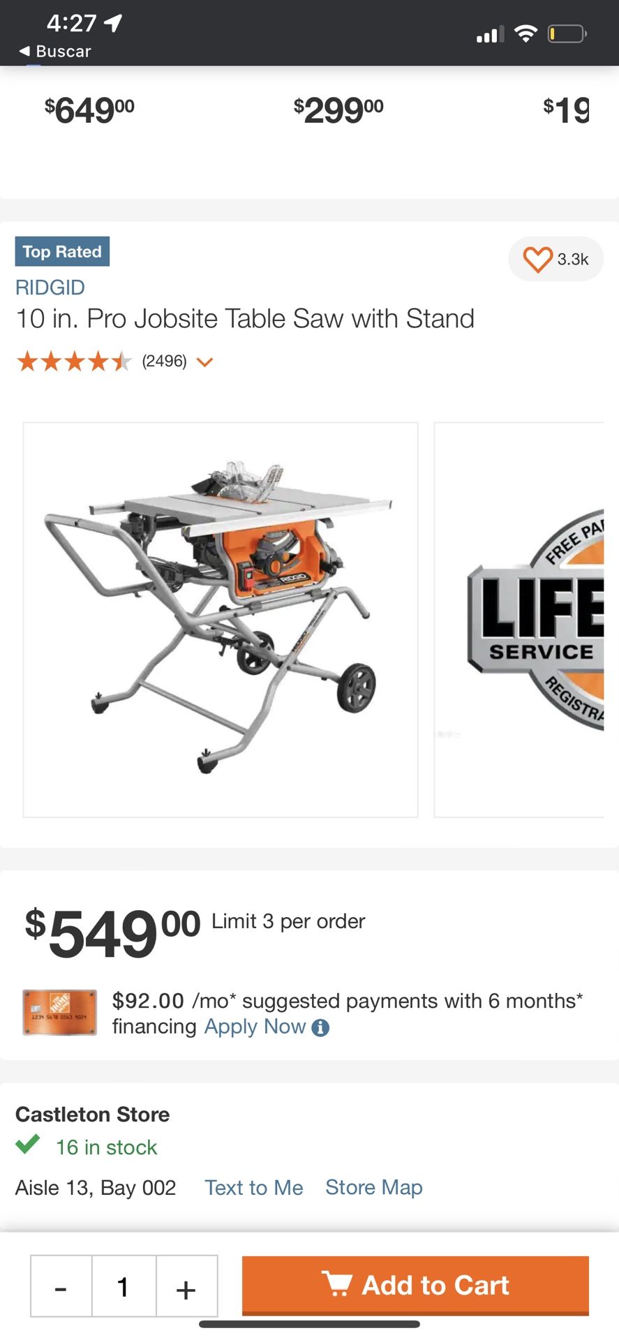 10 in. Pro Jobsite Table Saw with Stand