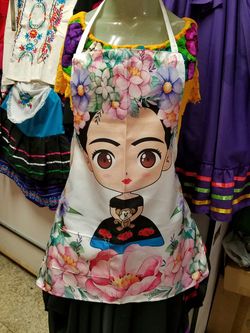 Hermozo mandil Frida Kahol para dama Artesania Mexicana