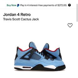 Jordan 4 Cactus Jack Size 10