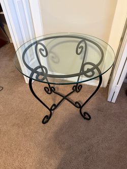 Glass top table 24 “ Diameter x 22” H
