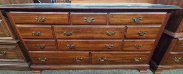Solid Cherry Dresser with Glass Top 

