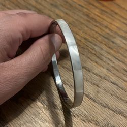 Mother Of Pearl, Silver Bangle Bracelet 2 3/4”L Across