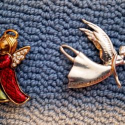 Set Of Angel Pins Gold/Red & Silver Pins