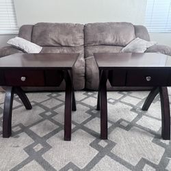 Pair of Real Wood End Tables 
