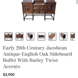Jacobean Antique Buffet/ Cabinets 
