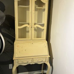 Vintage Ethan Allen Secretary Desk & Hutch – French Country Style – Solid Wood