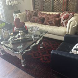 Stainless Coffee Table With Thick Glass Top