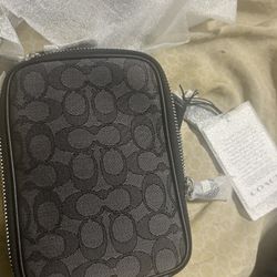 NWT Coach Stanton Crossbody In Signature Denim Silver /Black CAJ44