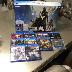 White Ps4 With 2 Controllers And Games