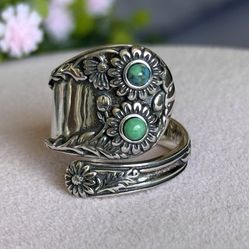 Blue Stone 925 Sterling Silver Ring  Size 8 