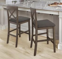 2X Brown 26” Faux Leather Barstools 