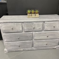 Rustic Grey Solid Wood 7- Drawer Dresser