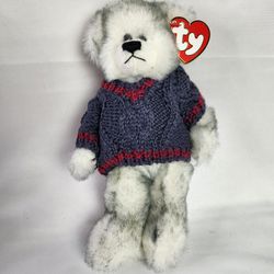 Ty The Attic Treasures Fairbanks Plush Jointed Bear in a sweater 9" . 
