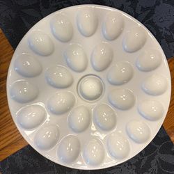 White, Ceramic, Deviled Egg Plate