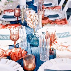 Teal Glass Stem Vases Wedding 