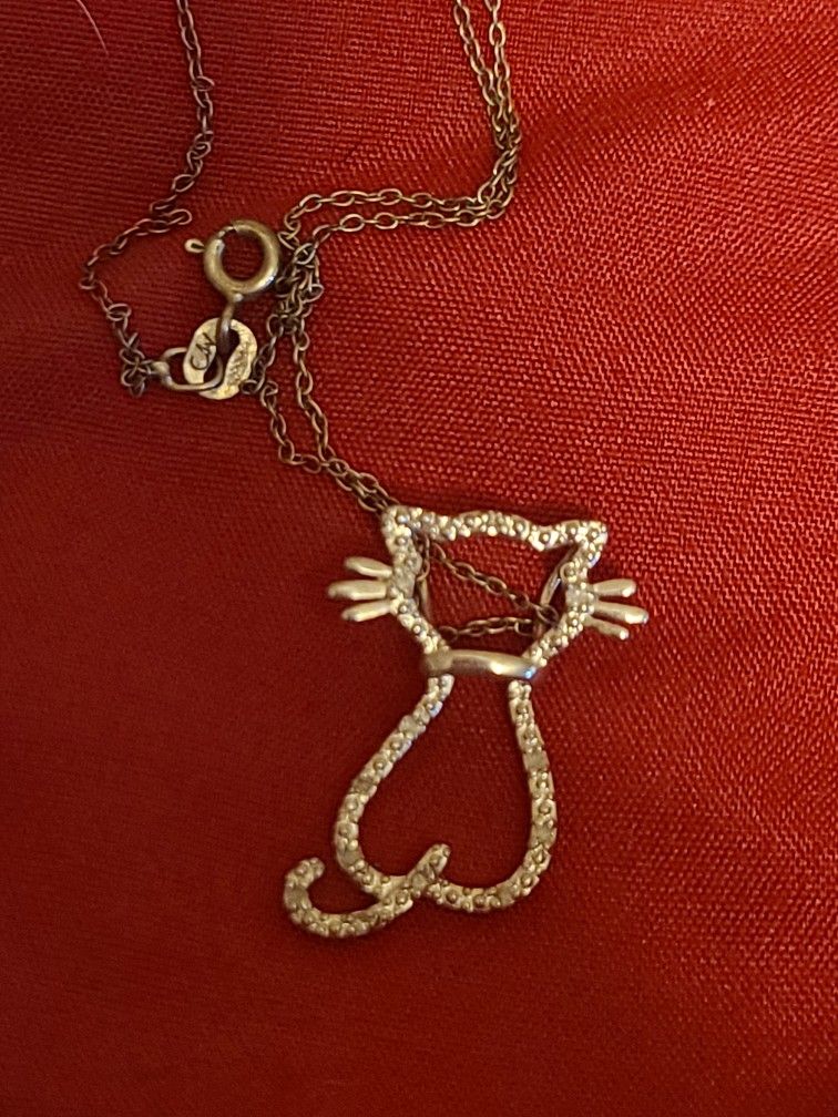 Cat Necklace 925 And Diamonds