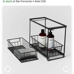 Black Metal 2 Tiered Slide Out Organizer 