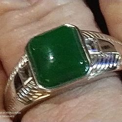 NWT- STERLING *MEN'S*-BRAZILIAN GREEN JADE &  WH. TOPAZ. SIZE-*14