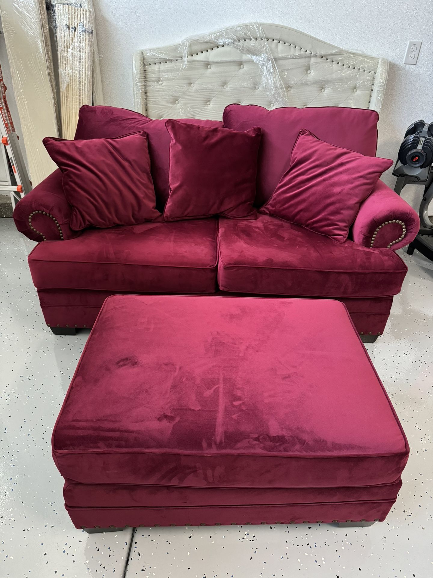 Sofa + Ottoman + 3 Pillows (Read Description)
