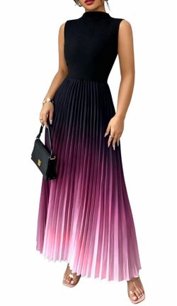 Women's Pleated Maxi Dress for 2026 Vacation Halter V Neck,Sleeveless Cutout A-Line,Open Back,Lightweight Flowy,Beach,Wedding Guest,Party,Formal,Bride
